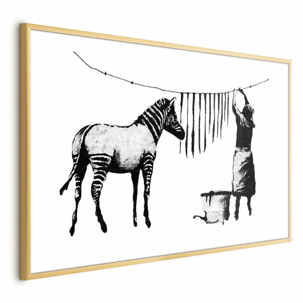 Plakat Banksy: Pranie 42x29,7 cm z ramą złotą bez marginesu | MIRAT.