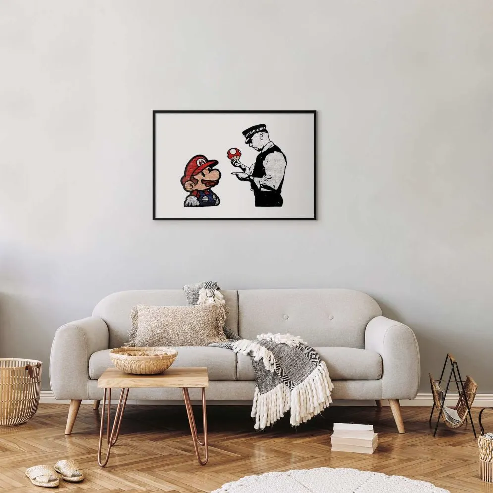 Plakat Banksy: Grzybiarz 42x29,7 cm z ramą czarną z marginesem | MIRAT.