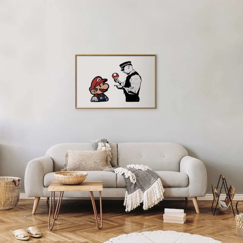 Plakat Banksy: Grzybiarz 42x29,7 cm z ramą złotą z marginesem | MIRAT.