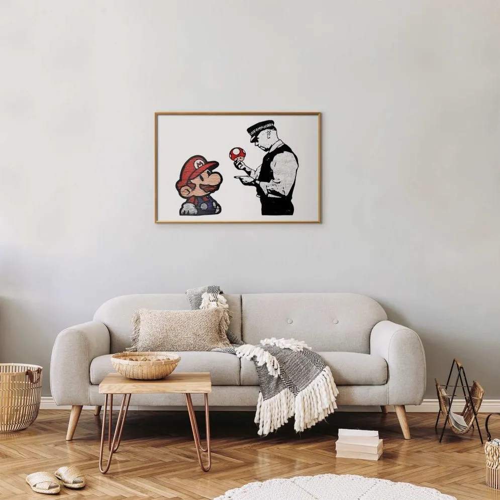 Plakat Banksy: Grzybiarz 42x29,7 cm z ramą złotą bez marginesu | MIRAT.