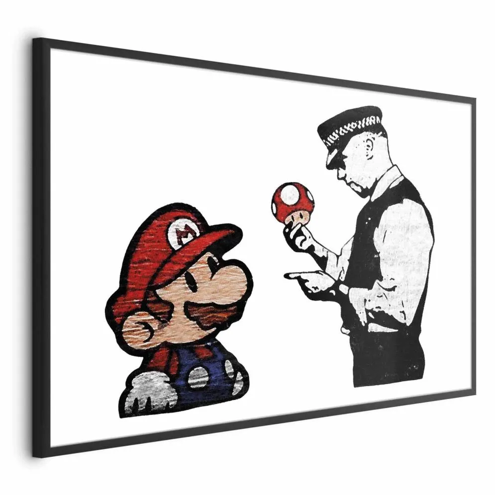 Plakat Banksy: Grzybiarz 30x21 cm z ramą czarną bez marginesu | MIRAT.