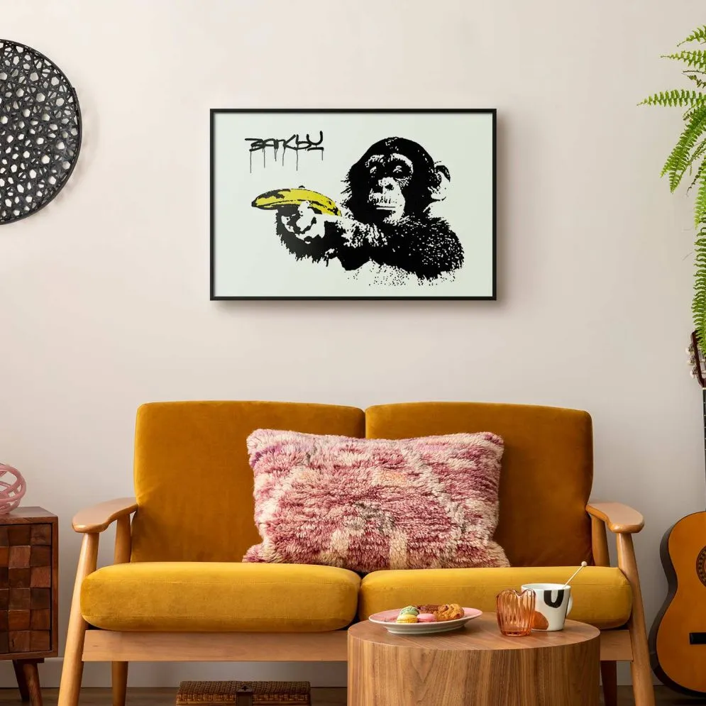 Plakat Banksy: Małpa 42x29,7 cm z ramą czarną bez marginesu | MIRAT.