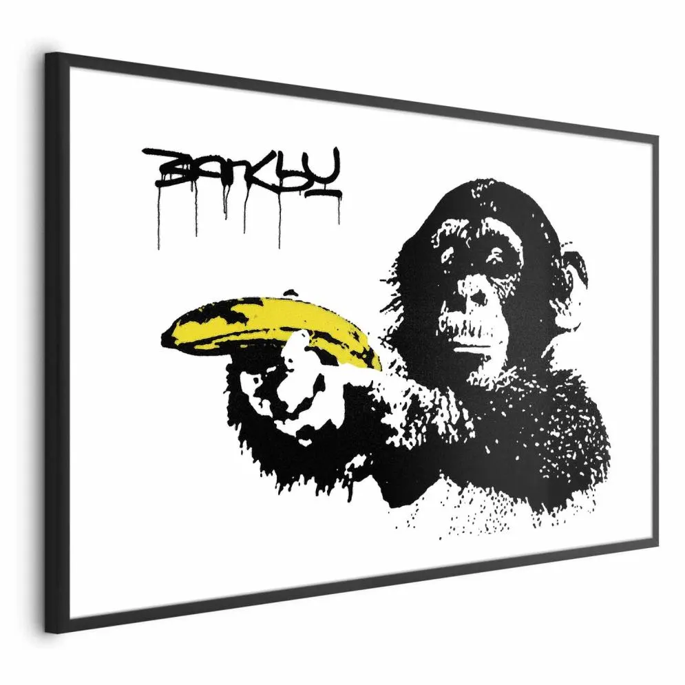 Plakat Banksy: Małpa 42x29,7 cm z ramą czarną bez marginesu | MIRAT.
