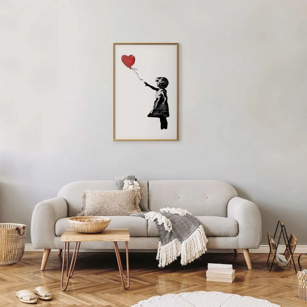 Plakat Banksy: Dziewczynka 21x30 cm z ramą złotą bez marginesu | MIRAT.