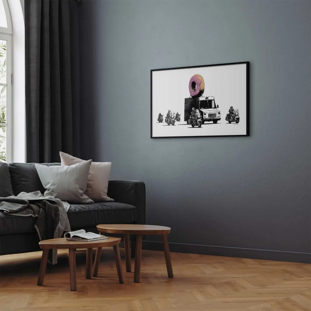 Plakat Pączkowa policja 60x40 cm z ramą czarną bez marginesu | MIRAT.