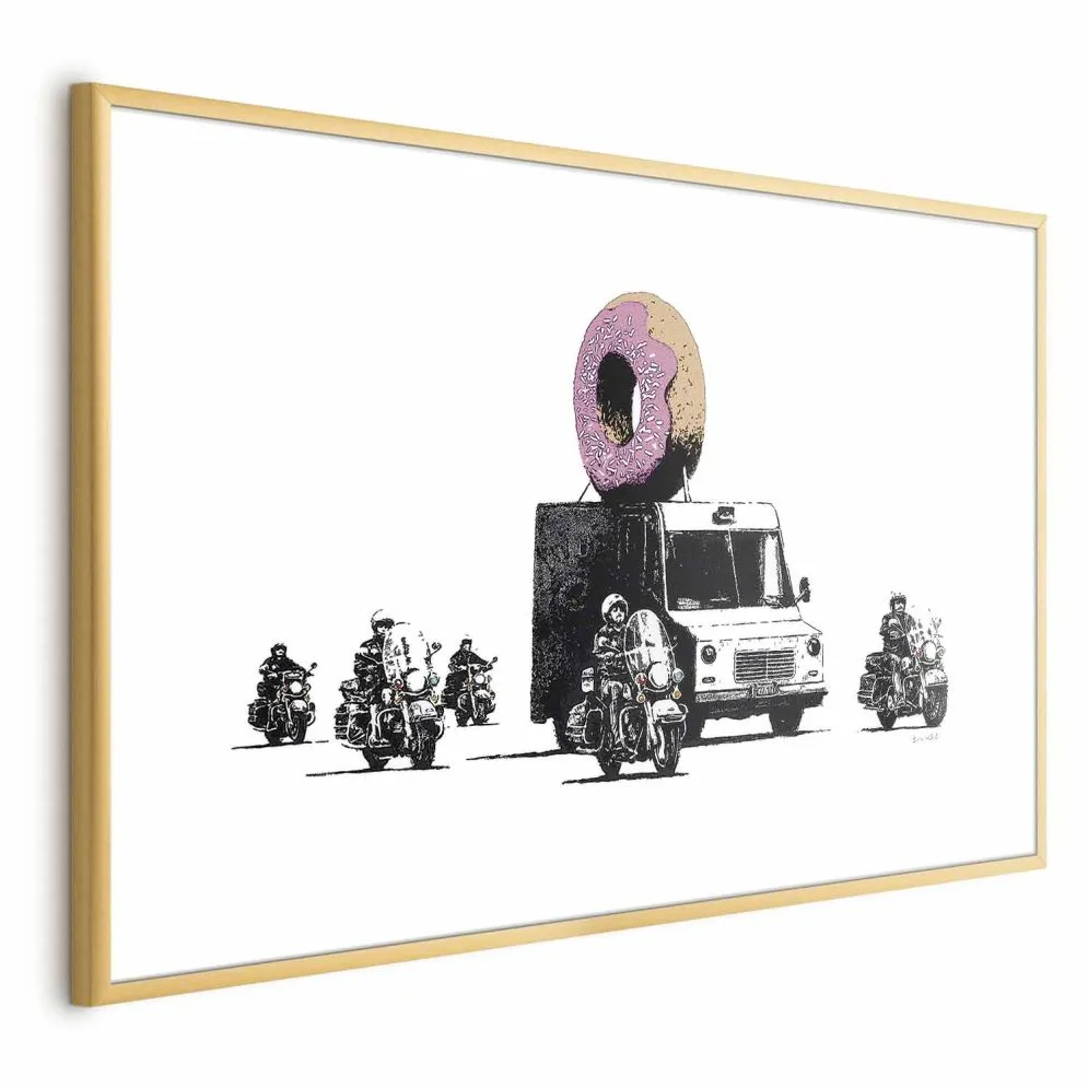 Plakat Pączkowa policja 42x29,7 cm z ramą złotą z marginesem | MIRAT.