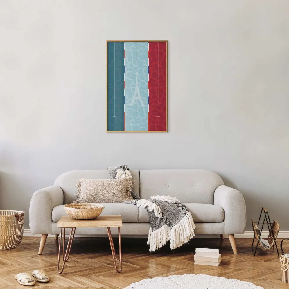 Plakat Francuski basen 60x90 cm z ramą złotą bez marginesu | MIRAT.