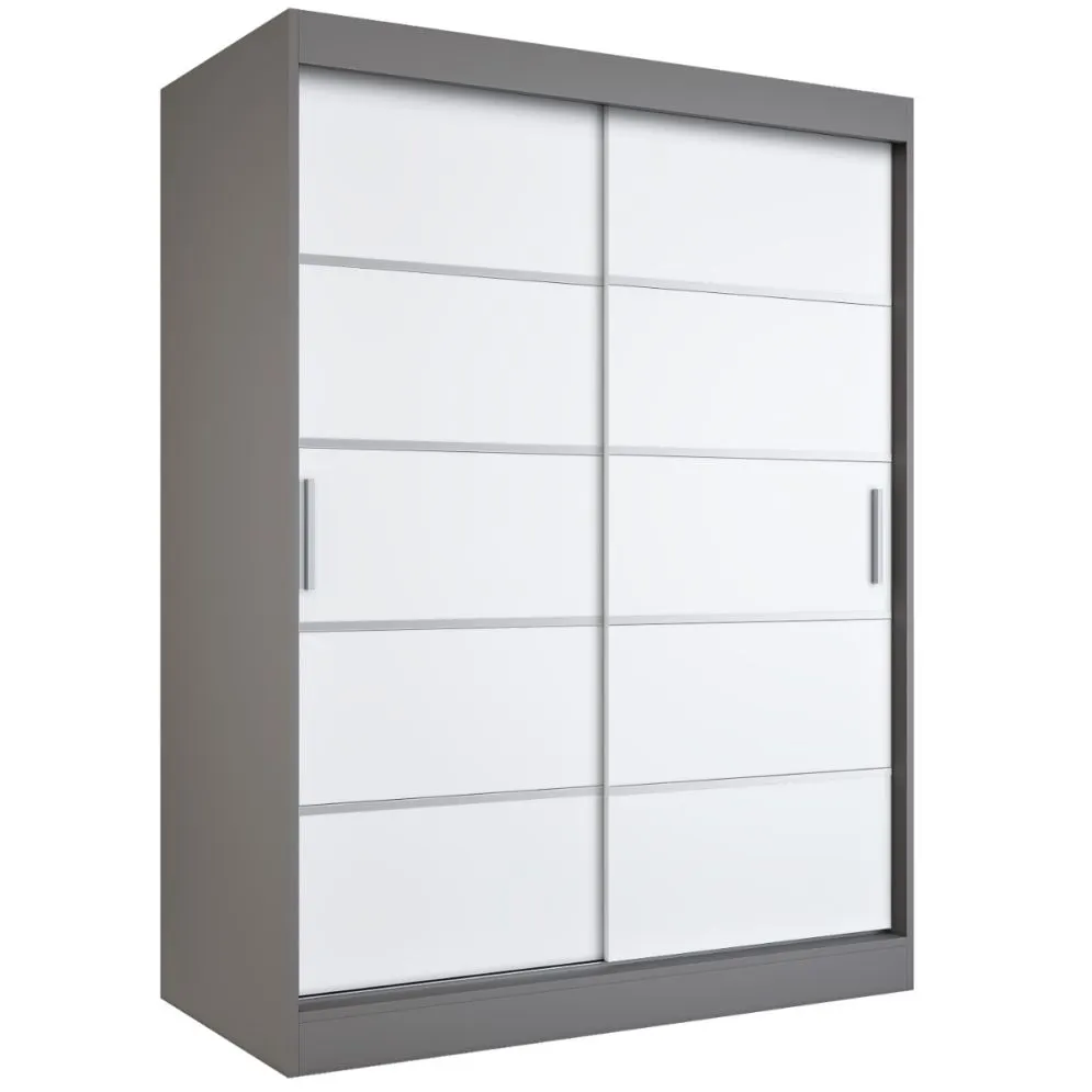 Szafa przesuwna MODUO COMFORT 150 antracyt/biała mat z ozdobnymi listwami | MIRAT. w stylu kolekcja MODUO COMFORT