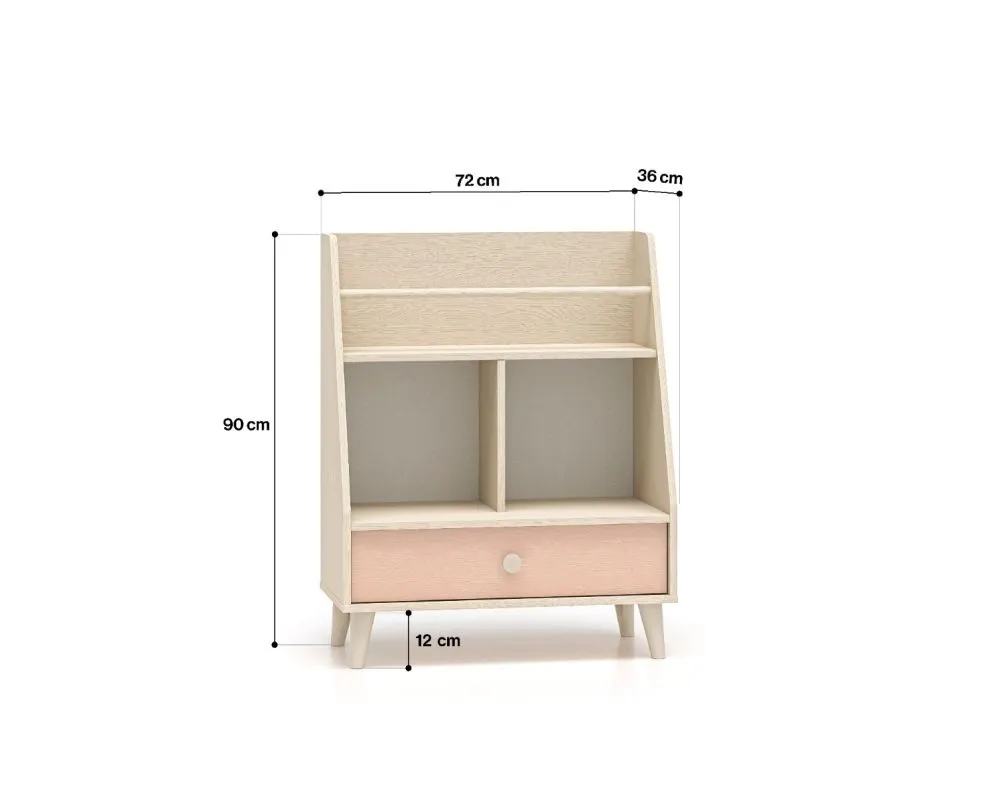 Regał dziecięcy MEVEL różowy I sklep meblowy MIRAT. styl PASTELE kolekcja MEVEL