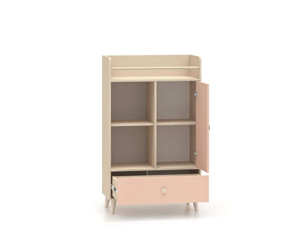 Komoda dziecięca MEVEL 04 różowa I sklep meblowy MIRAT. styl PASTELE kolekcja MEVEL
