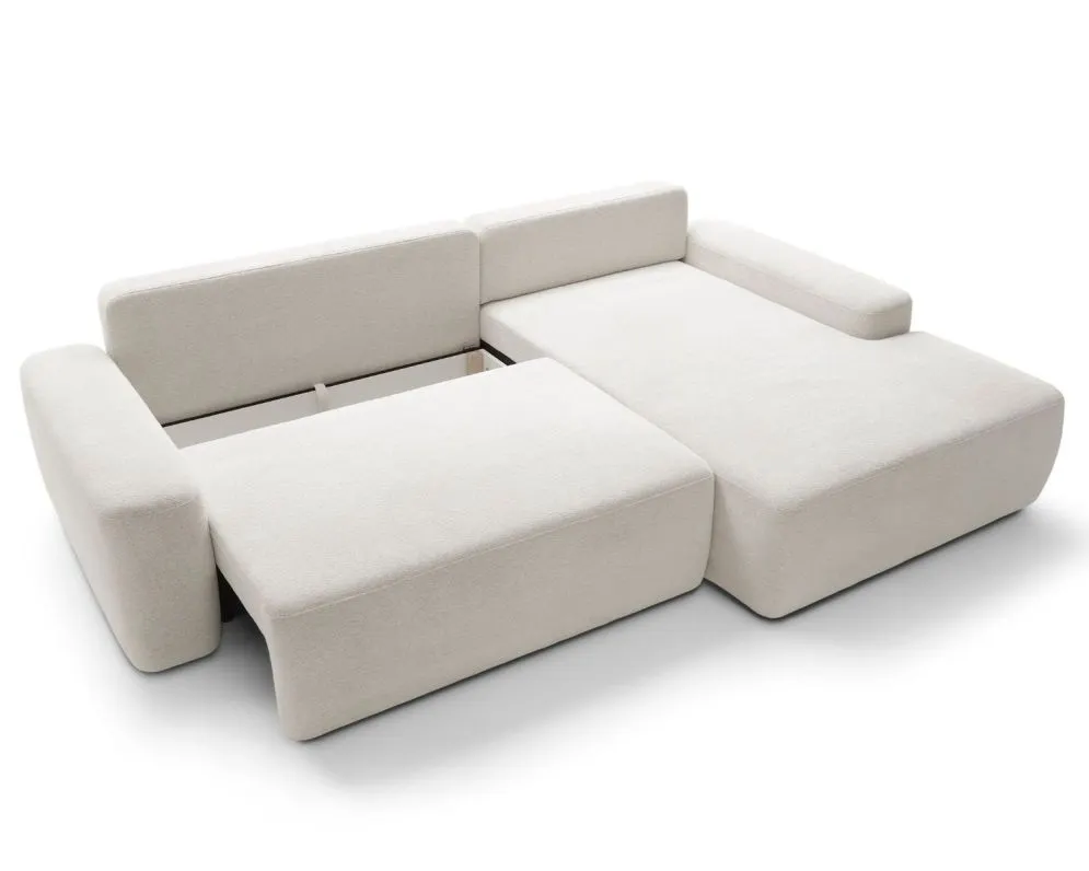 Narożnik z funkcją spania BELLA śmietankowy prawy/lewy I sklep meblowy MIRAT. styl SKANDYNAWSKI