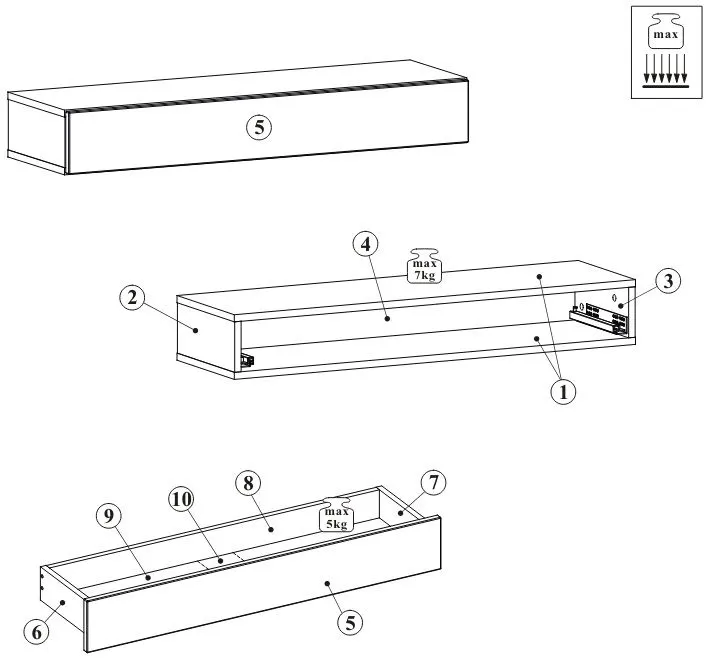 Zestaw mebli do przedpokoju EASY III dąb wotan/biały mat wiszące I sklep meblowy MIRAT.  kolekcja EASY