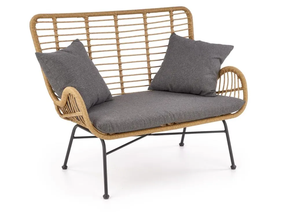 Sofa IKARO XL rattanowa z poduszkami na metalowych nogach | MIRAT. styl LOFT