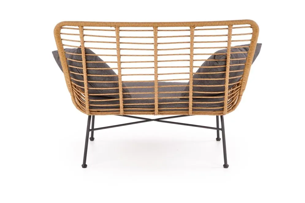 Sofa IKARO XL rattanowa z poduszkami na metalowych nogach | MIRAT. styl LOFT