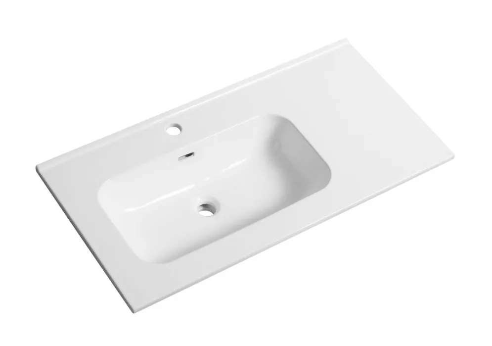 Umywalka wpuszczana ceramiczna ALTON 93 cm biała z blatem odkładczym | MIRAT