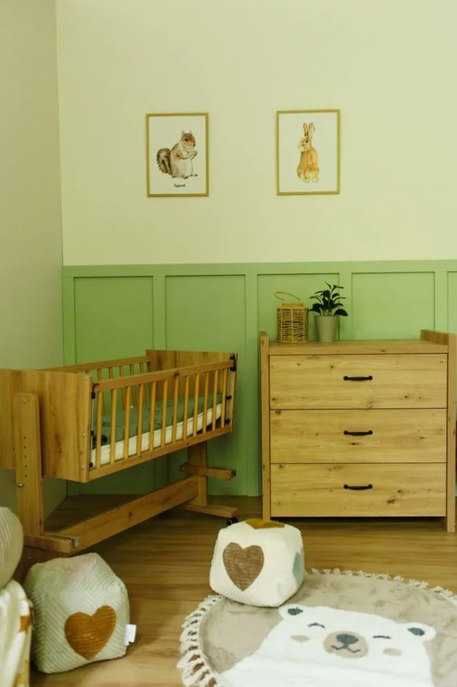 Łóżeczko kołyska KAJA 5w1 dąb dostawne na kółkach I sklep meblowy MIRAT. styl SKANDYNAWSKI