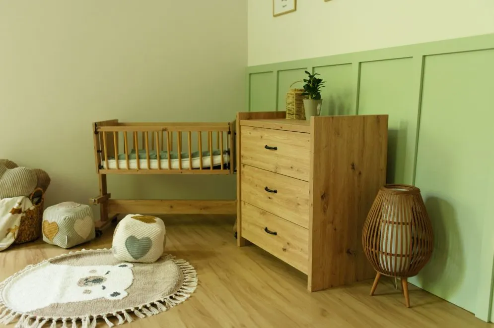 Łóżeczko kołyska KAJA 5w1 dąb dostawne na kółkach I sklep meblowy MIRAT. styl SKANDYNAWSKI