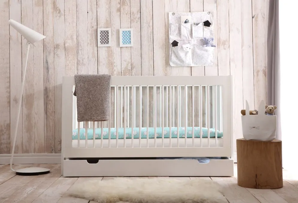 Łóżeczko dziecięce BASIC 140x70 białe transformowane | MIRAT.  kolekcja BASIC