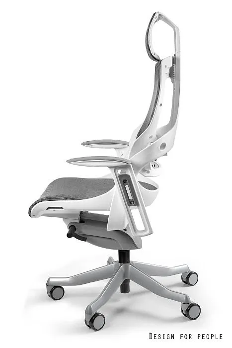 Fotel biurowy WAU biały/szary siatka | MIRAT.