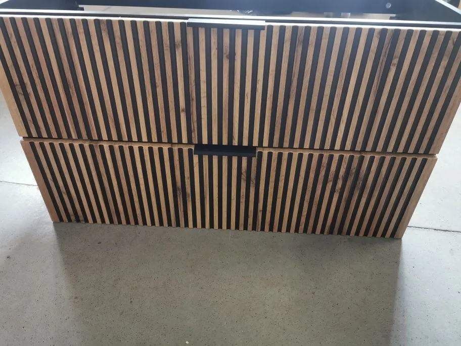 Szafka pod umywalkę nablatową XILO BLACK WOTAN 82 100cm czarna/dąb - powystawowa I sklep meblowy MIRAT. styl LOFT, RYFLOWANY