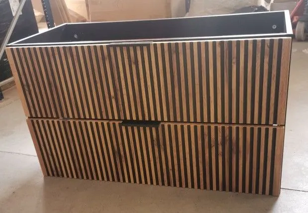 Szafka pod umywalkę nablatową XILO BLACK WOTAN 82 100cm czarna/dąb - powystawowa I sklep meblowy MIRAT. styl LOFT, RYFLOWANY