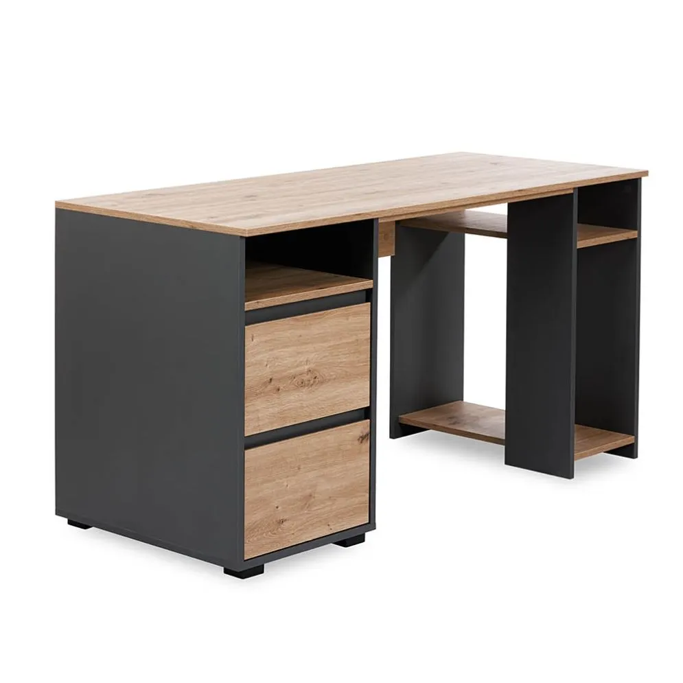 Biurko młodzieżowe DALIA 138cm antracyt/dąb loftowe I sklep meblowy MIRAT. styl LOFT kolekcja DALIA