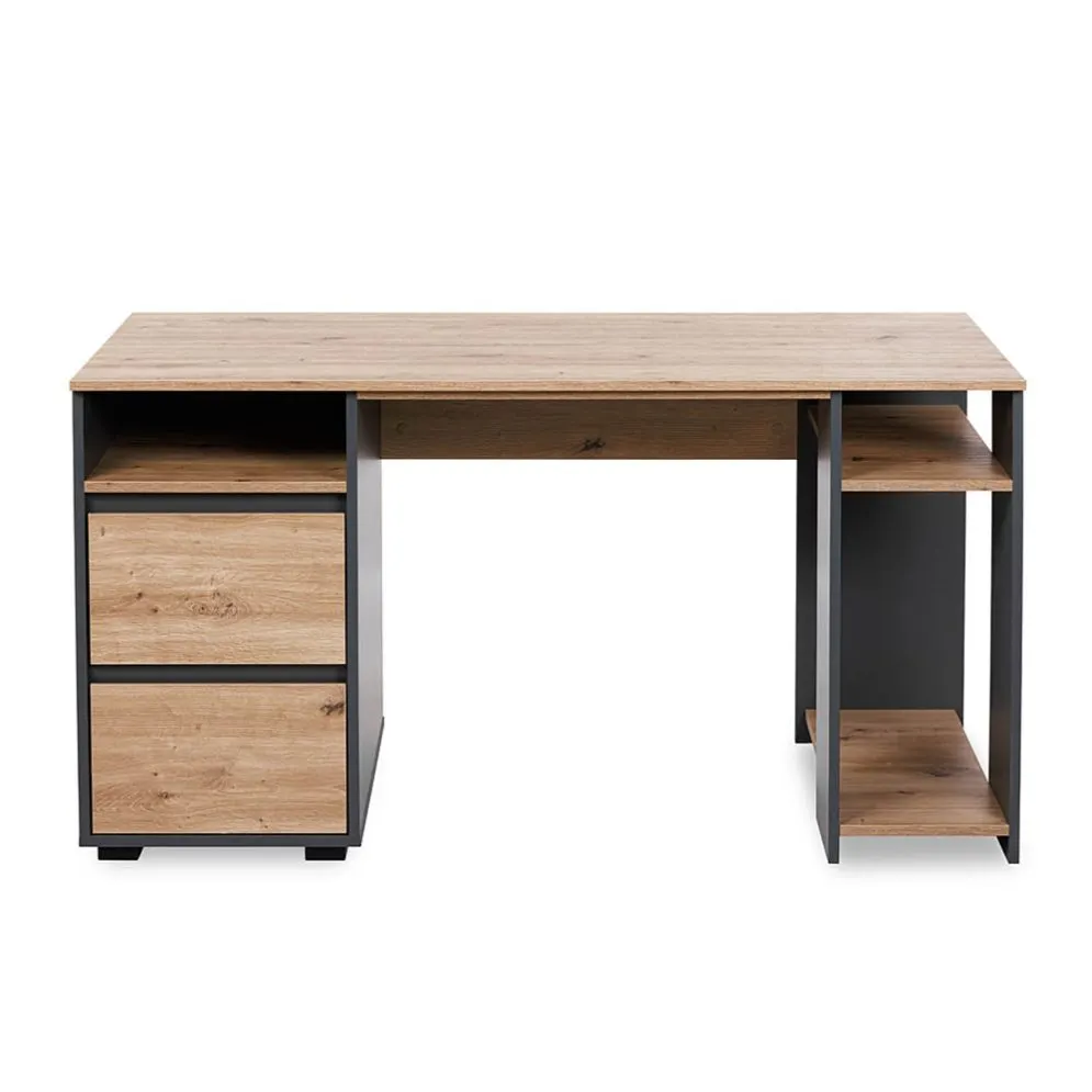 Biurko młodzieżowe DALIA 138cm antracyt/dąb loftowe I sklep meblowy MIRAT. styl LOFT kolekcja DALIA