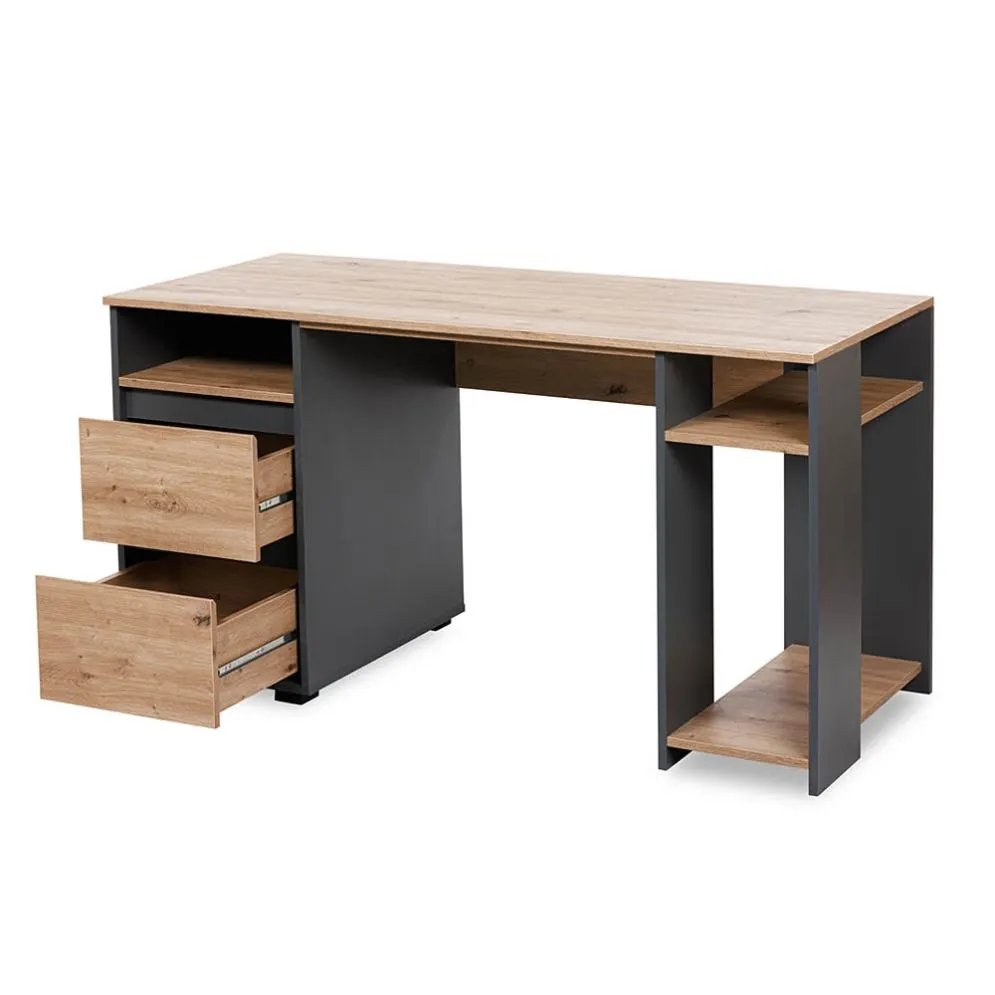 Biurko młodzieżowe DALIA 138cm antracyt/dąb loftowe I sklep meblowy MIRAT. styl LOFT kolekcja DALIA