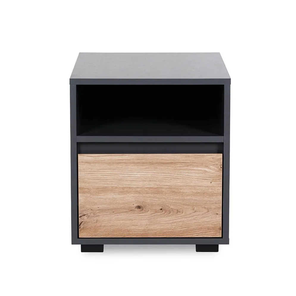 Szafka nocna DALIA 42cm antracyt/dąb z szufladą I sklep meblowy MIRAT. styl LOFT kolekcja DALIA