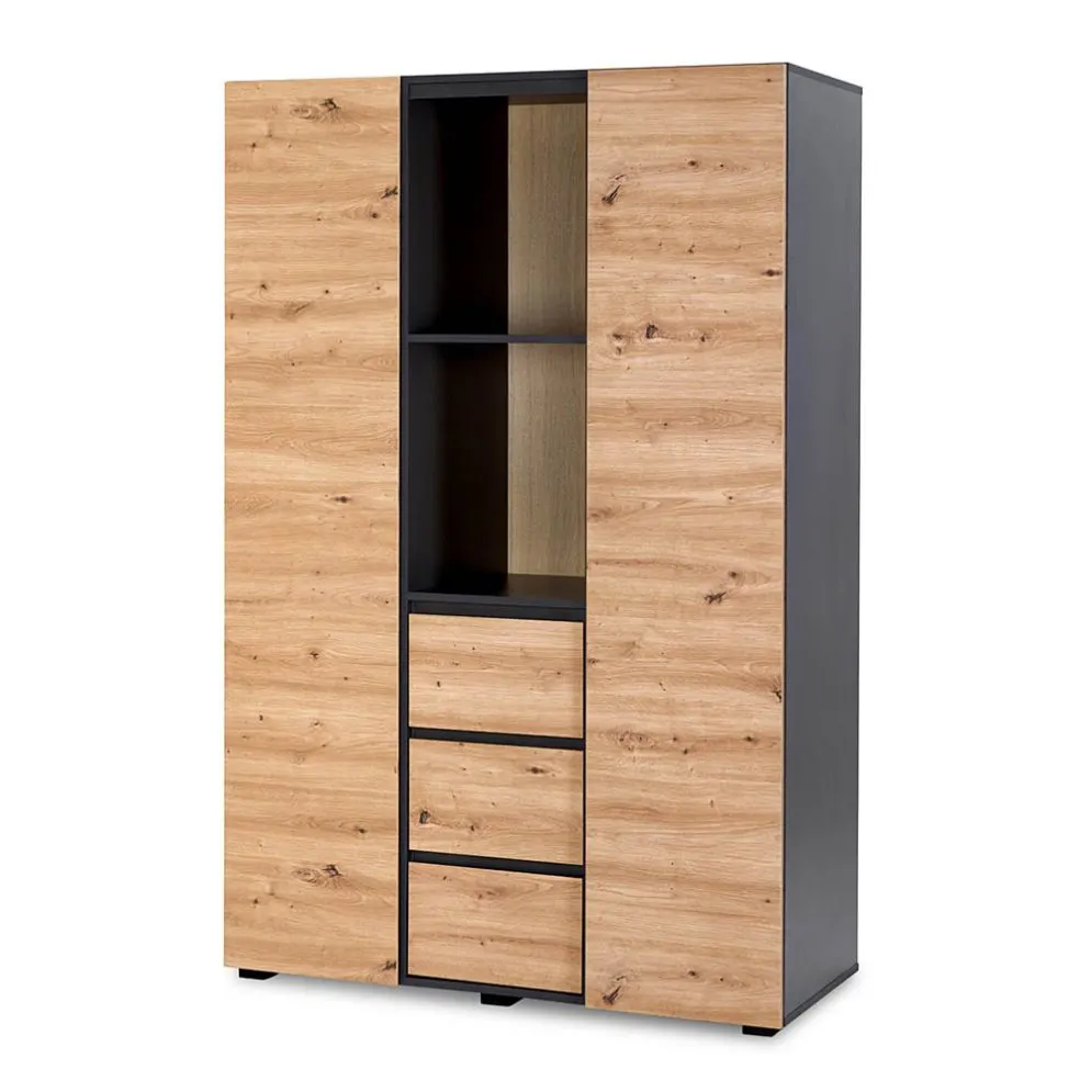 Szafa DALIA 120cm antracyt/dąb 3-segmentowa szeroka I sklep meblowy MIRAT. styl LOFT kolekcja DALIA