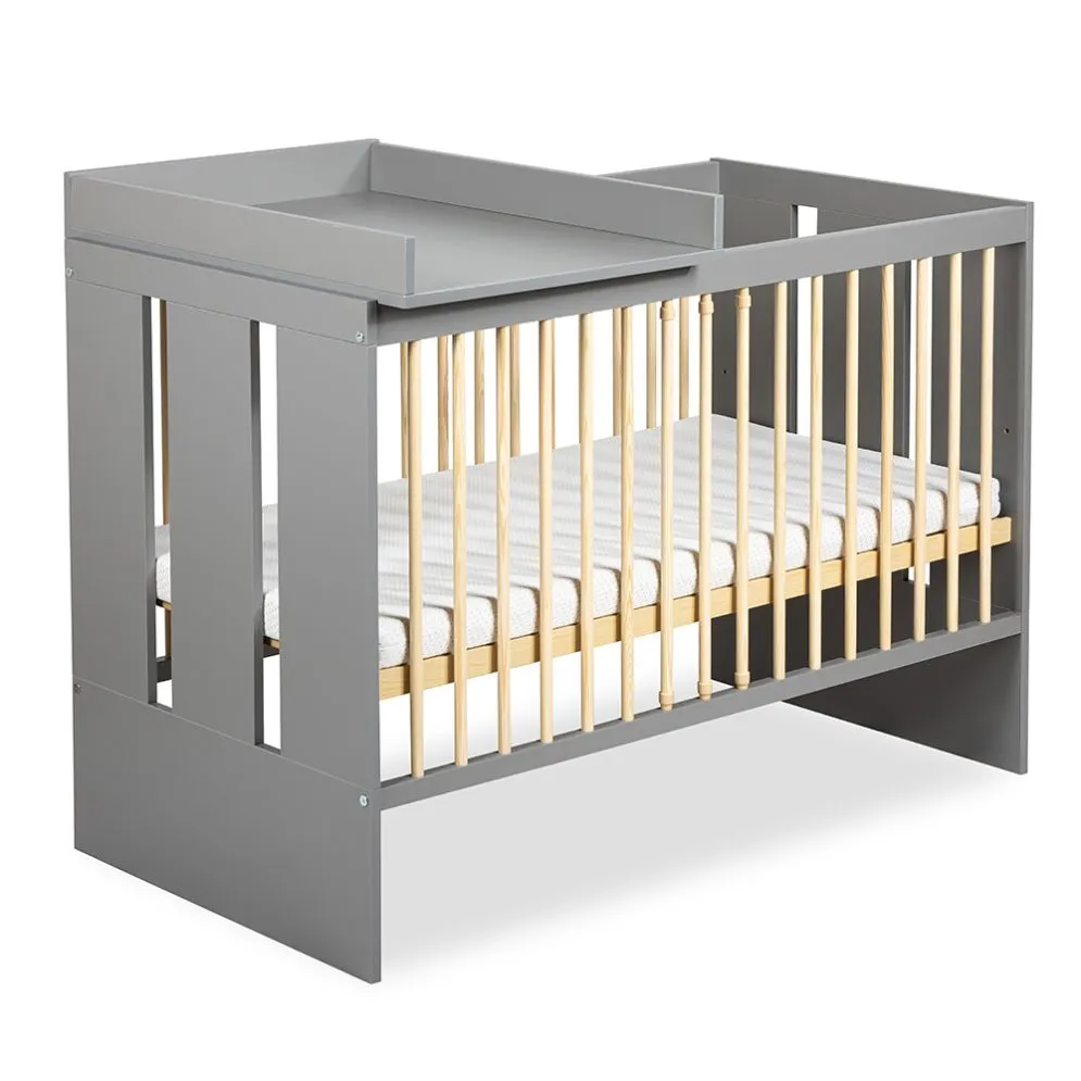 Łóżeczko dziecięce PAULINE 120x60 grafitowe/sosna ze stelażem I sklep meblowy MIRAT.  kolekcja PAULINE