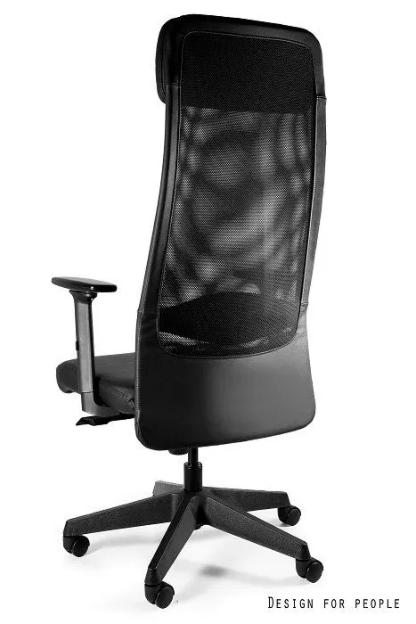 Fotel biurowy ARES SOFT czarny/skóra naturalna regulowany | MIRAT.