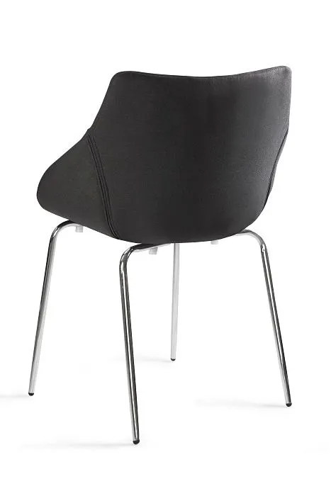 Krzesło LUMI czarne z przeszyciami na nogach ze stali chromowanej | MIRAT.