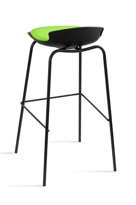 Hoker DUKE czarny/zielony z tapicerowanym siedziskiem i oparciem na nogi | MIRAT. w stylu LOFT kolekcja