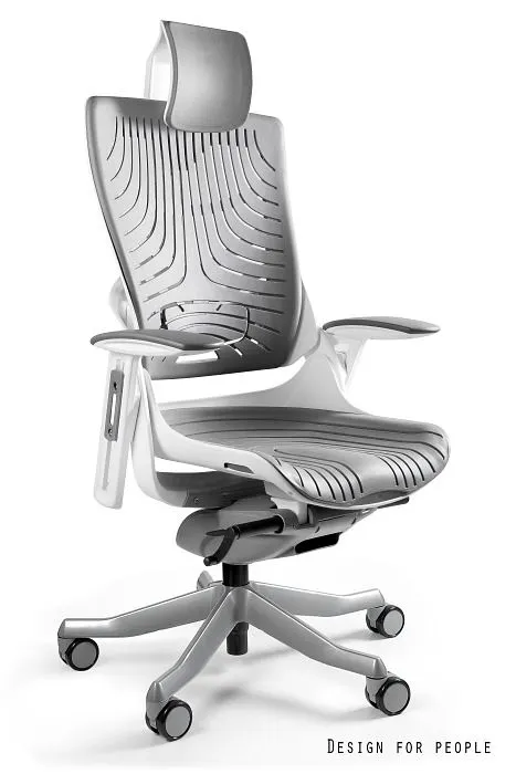 Fotel biurowy WAU 2 biały/szary elastomer z regulowanymi podłokietnikami | MIRAT.