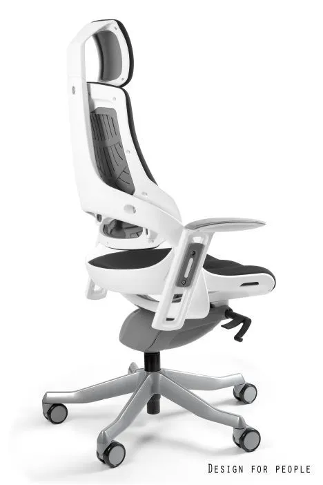 Fotel biurowy WAU biały/czarny tkanina z zagłówkiem | MIRAT.