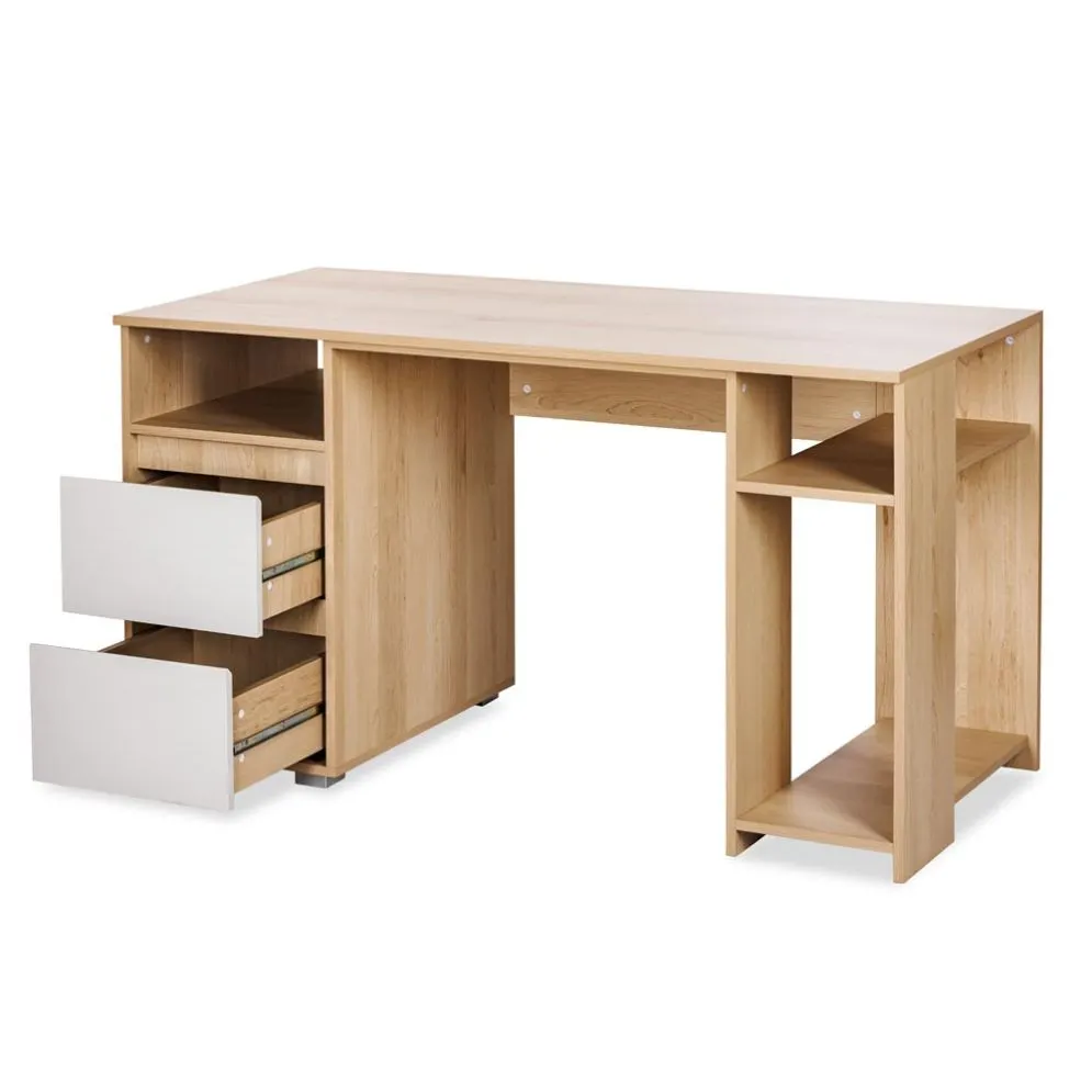 Biurko młodzieżowe DALIA 138cm buk/szare z szufladami I sklep meblowy MIRAT. styl SKANDYNAWSKI kolekcja DALIA