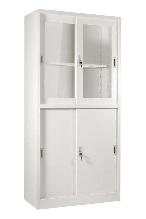 Szafka metalowa XD-015 biała do biura z drzwiami przesuwnymi | MIRAT. w stylu  kolekcja