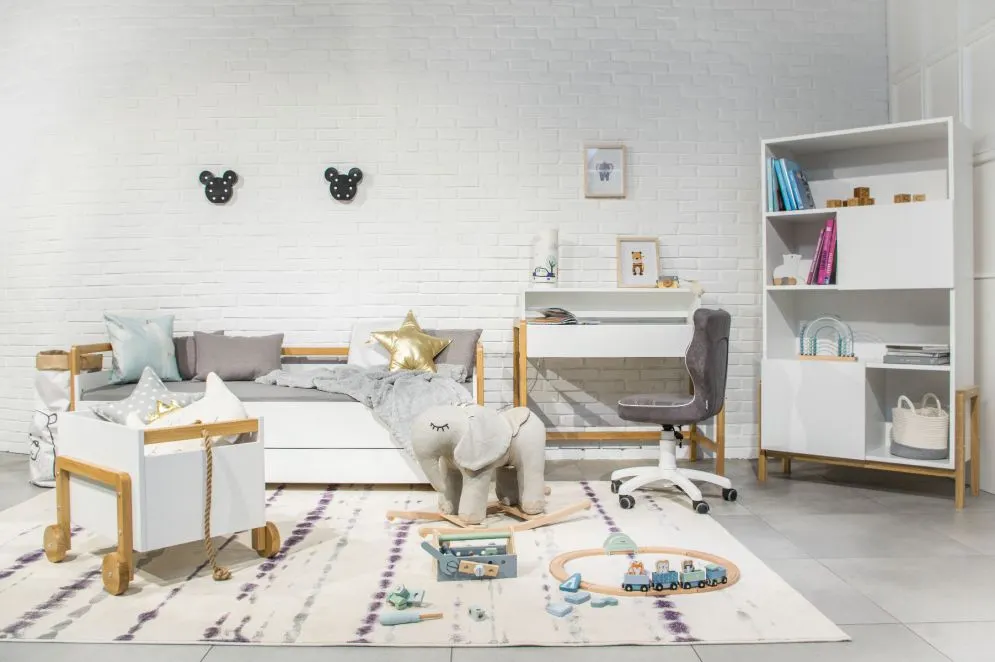 Biurko dziecięce VICTOR białe/dąb z szufladą | MIRAT. styl SKANDYNAWSKI kolekcja VICTOR