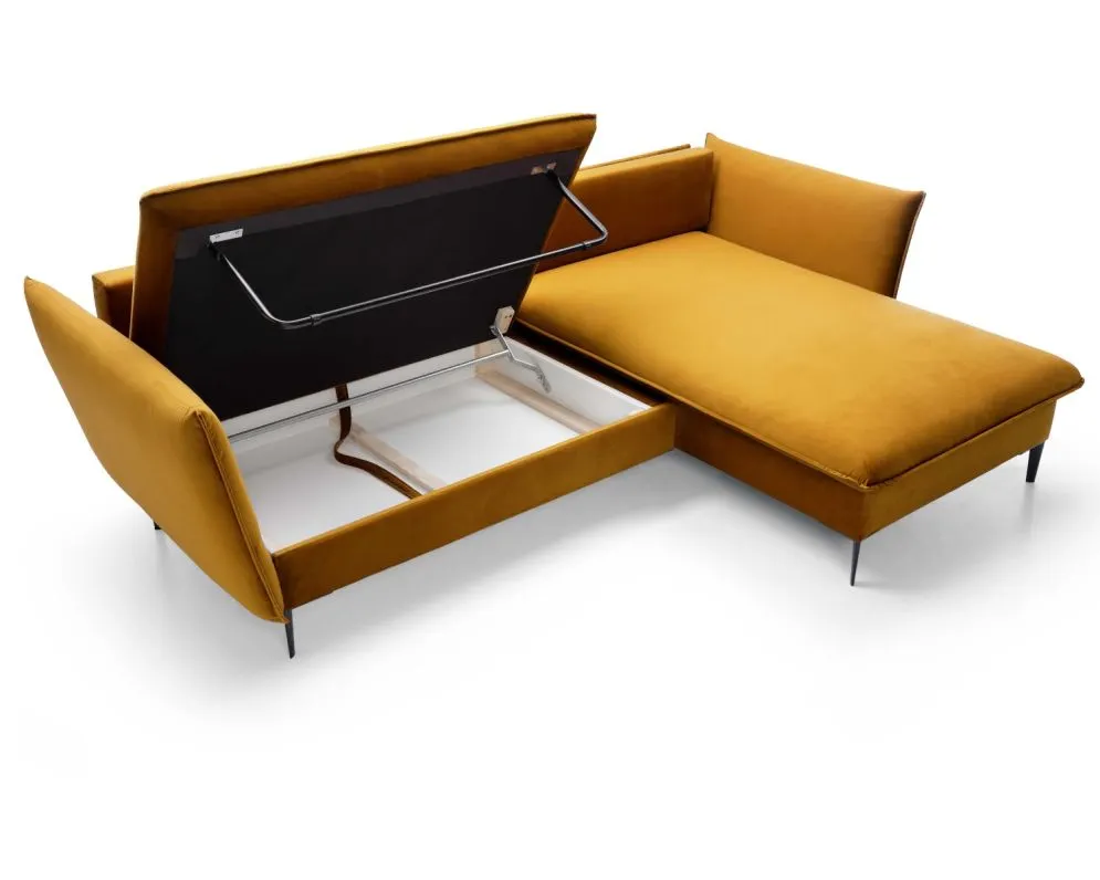 Narożnik z funkcją spania BOSS musztardowy komfortowy I sklep meblowy MIRAT.