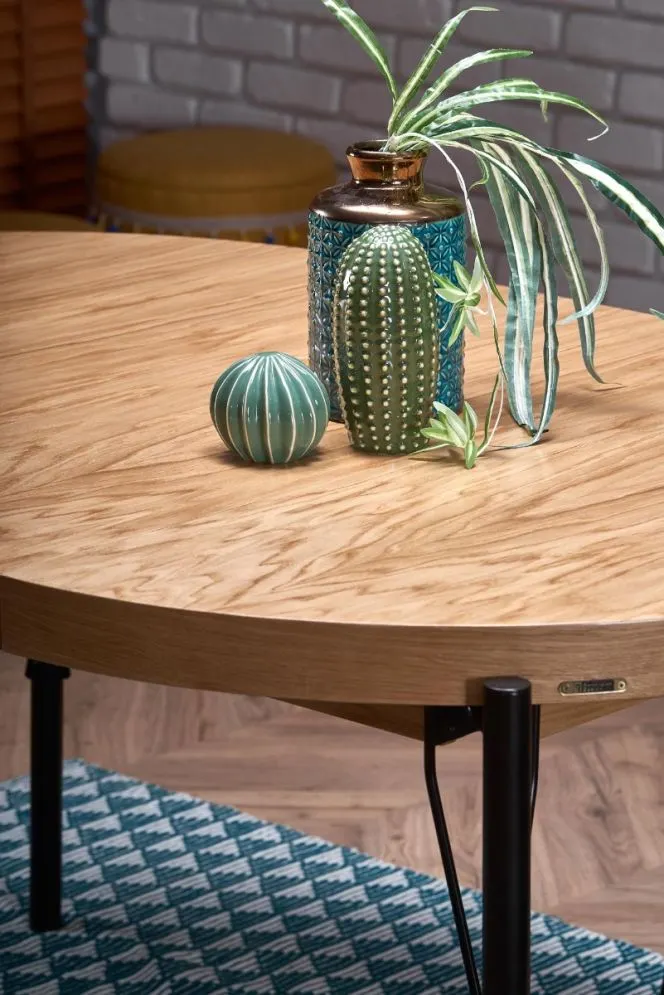 Stół INFERNO 100(300)x100 dąb/czarny rozkładany w stylu loft | MIRAT. styl LOFT