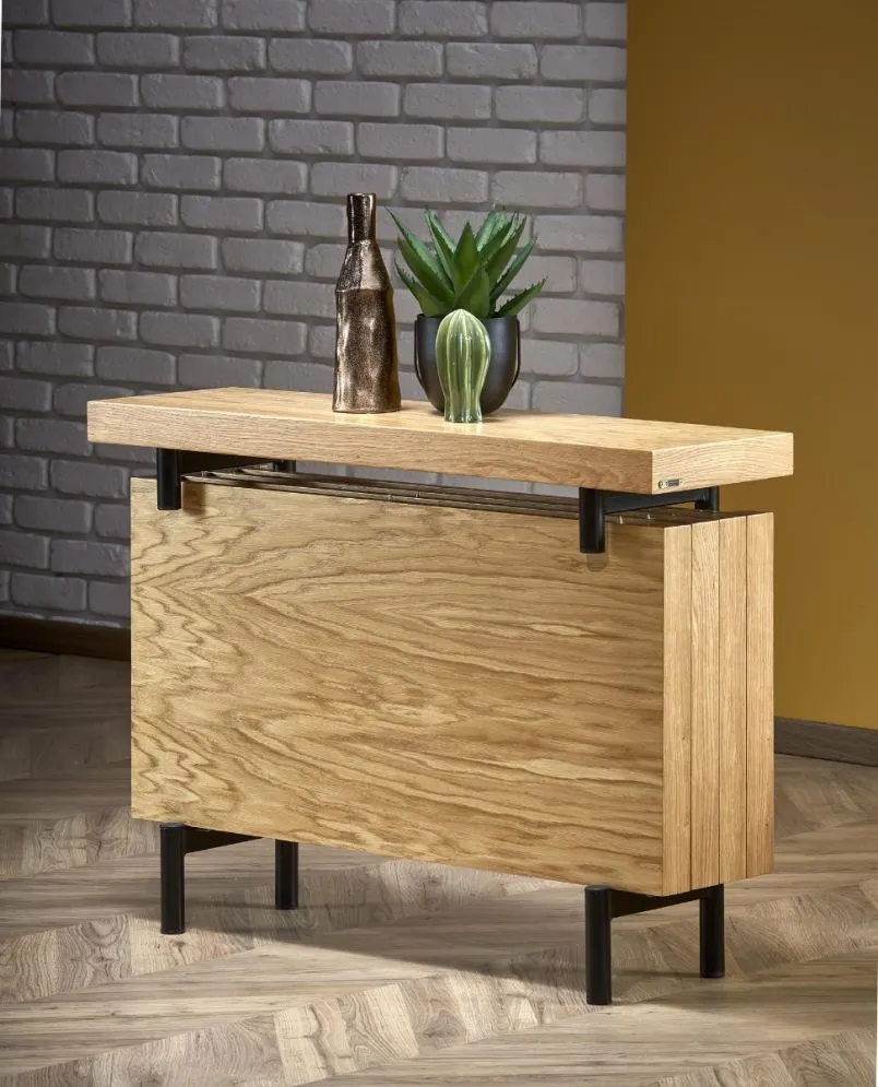 Konsola INFERNO 106x30 dąb/czarna w stylu loft | MIRAT. styl LOFT