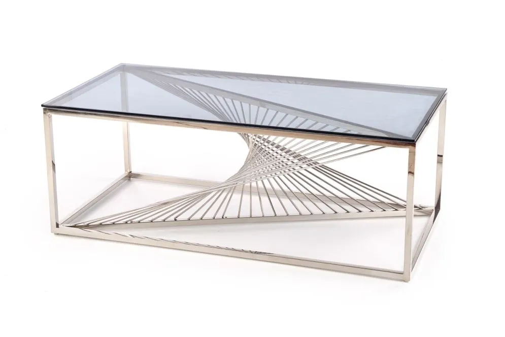 Ława INFINITY 120x60 szklana na nietypowej srebrnej podstawie | MIRAT. w stylu  kolekcja
