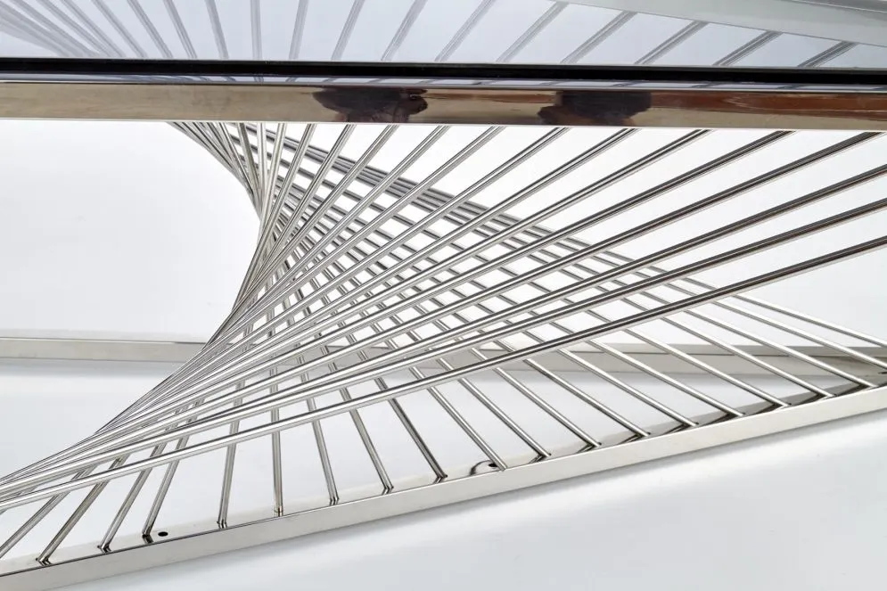 Ława INFINITY 120x60 szklana na nietypowej srebrnej podstawie | MIRAT. w stylu  kolekcja
