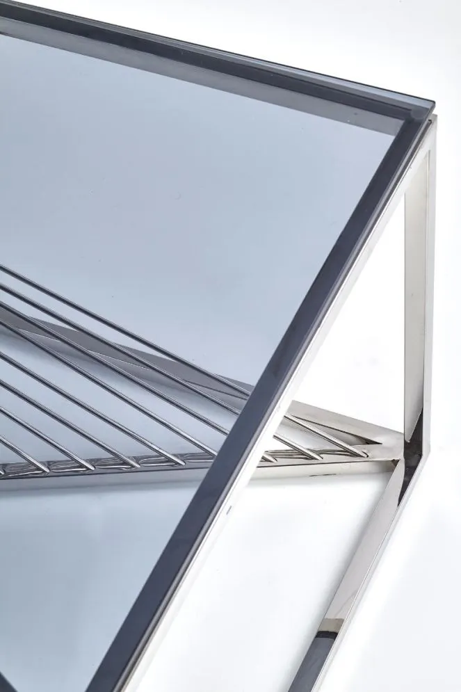 Ława INFINITY 120x60 szklana na nietypowej srebrnej podstawie | MIRAT. w stylu  kolekcja