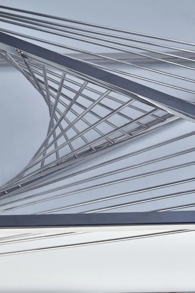 Ława INFINITY 120x60 szklana na nietypowej srebrnej podstawie | MIRAT. w stylu  kolekcja