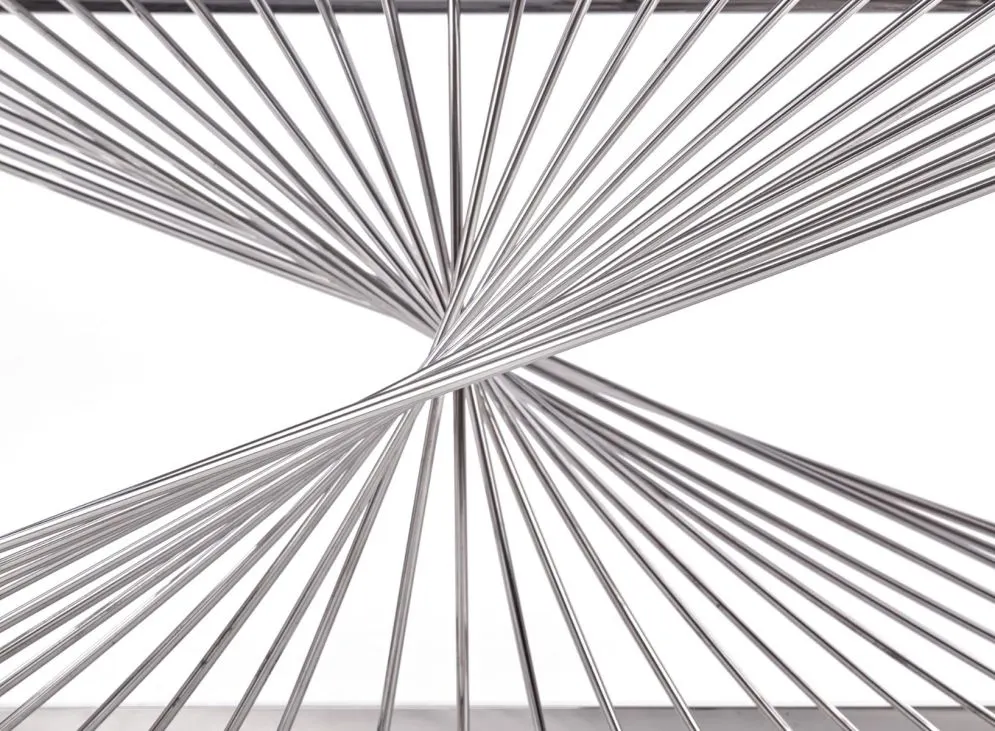Ława INFINITY 120x60 szklana na nietypowej srebrnej podstawie | MIRAT. w stylu  kolekcja