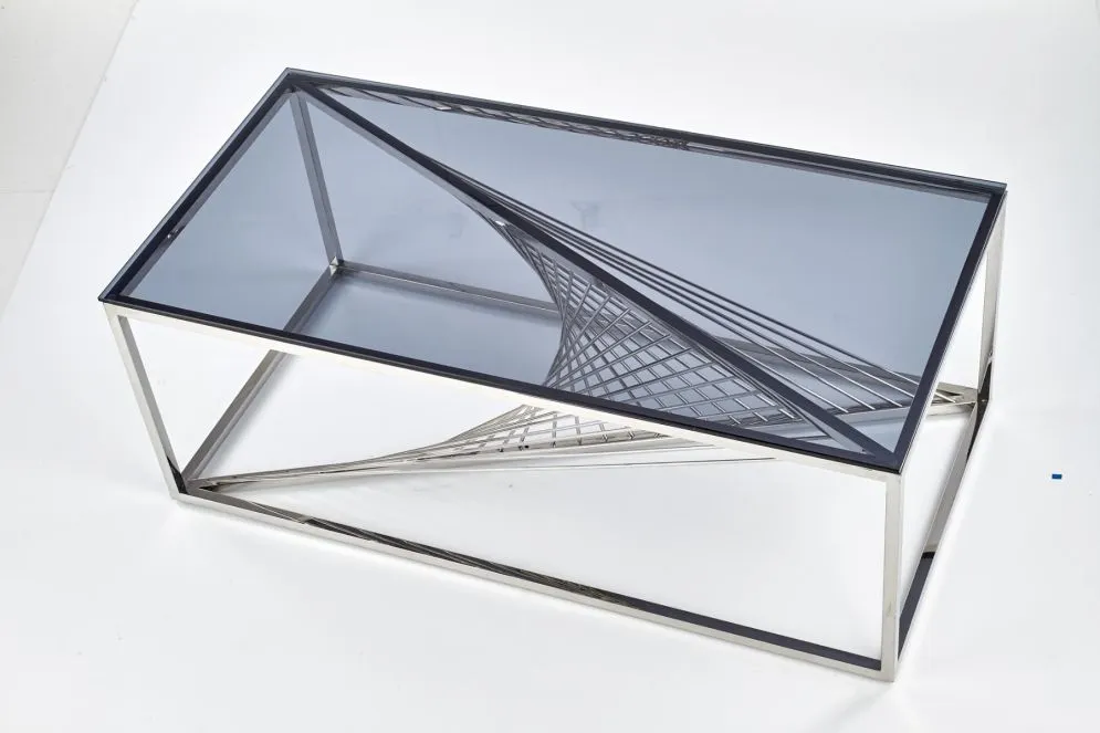 Ława INFINITY 120x60 szklana na nietypowej srebrnej podstawie | MIRAT. w stylu  kolekcja