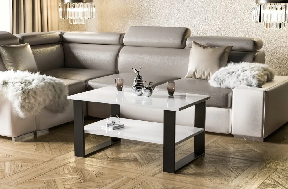 Ława INGA 110x65 biały połysk nowoczesna I sklep meblowy MIRAT.