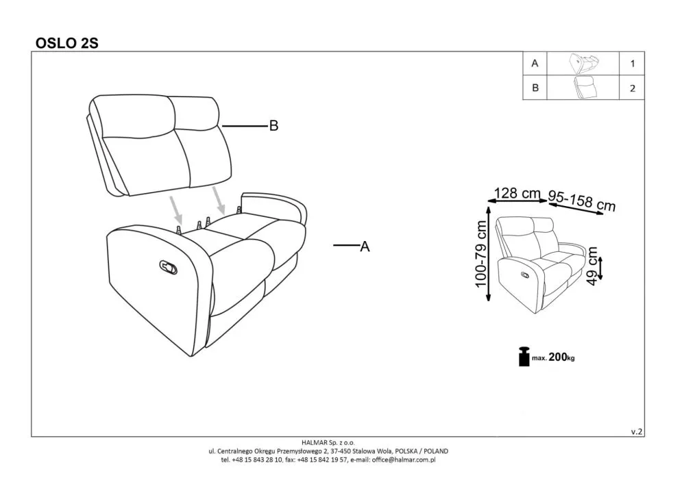 Sofa OSLO 2S beżowa z funkcją rozkładania dwuosobowa I sklep meblowy MIRAT.